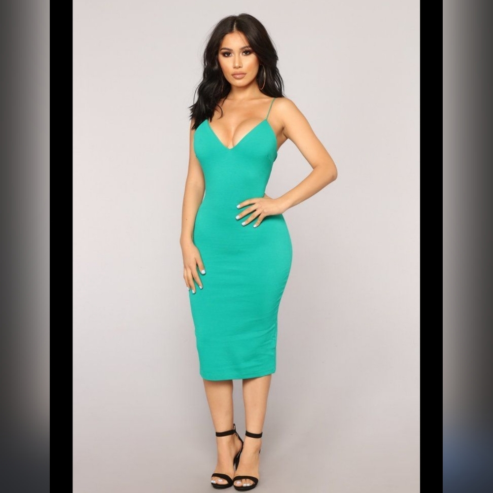 Kelly Green Sexy Strappy Bodycon Midi Dress